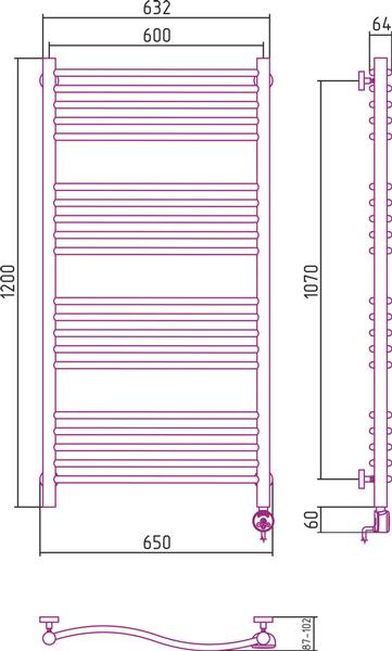 Полотенцесушитель электрический Сунержа Флюид 120x60 R