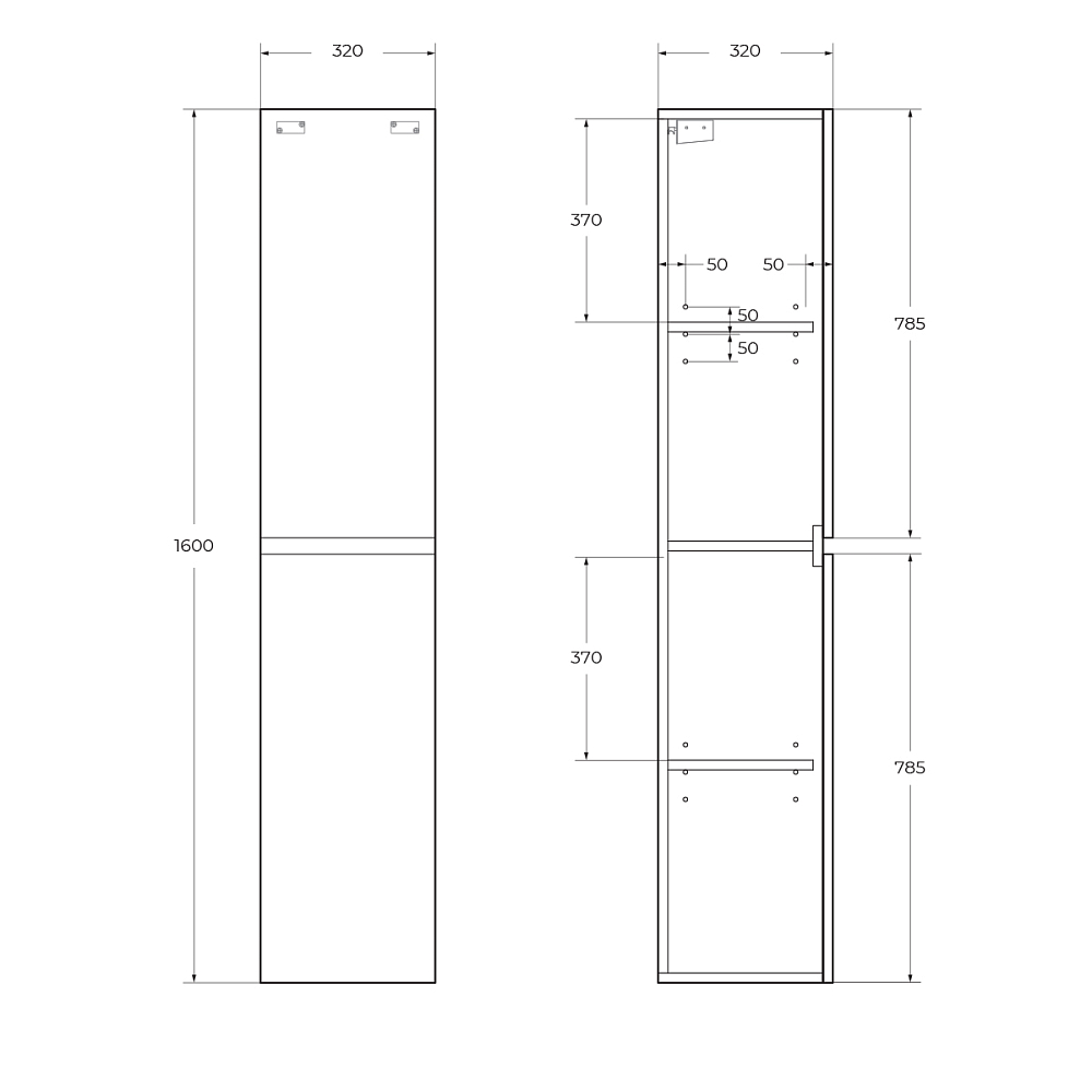 Шкаф-пенал BelBagno ALBANO-1600-2A-SC-RVB-P 32 см, Rovere Vintage Bianco