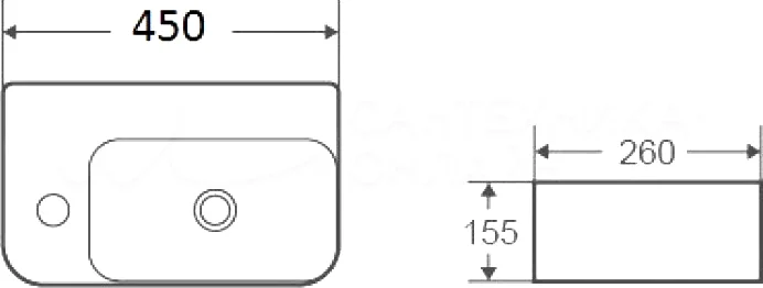 Раковина WeltWasser Aisbach 5117 L 45 10000003970, белый глянец