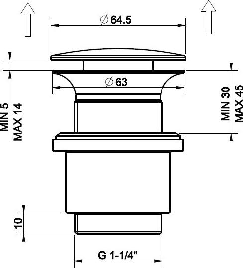 Донный клапан для раковины Gessi Technical Accessories 01408#031, хром