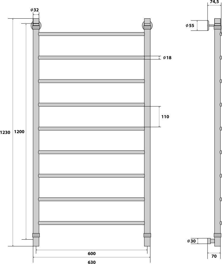 Полотенцесушитель водяной Energy Classic 120x60