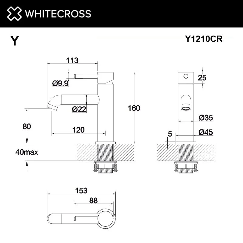 Смеситель для раковины Whitecross Y black Y1210BL черный