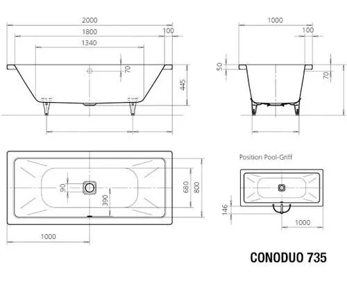 Стальная ванна Kaldewei Conoduo 2353.3000.0001 белый