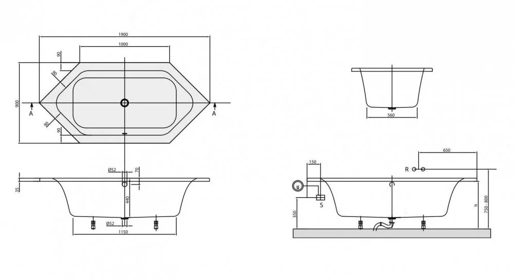 Акриловая ванна Villeroy & Boch Loop&Friends UBA199LFS6V-01 белый