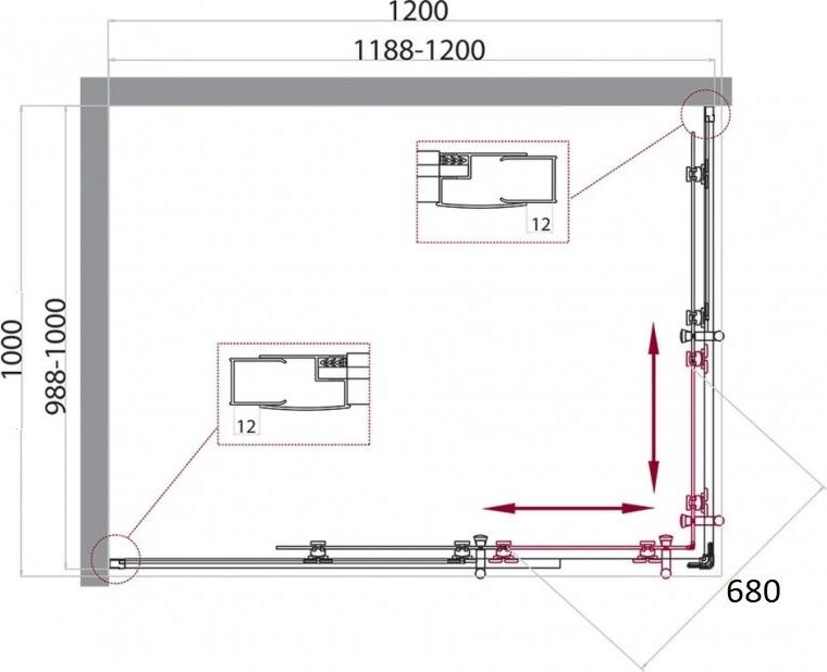 Душевой уголок BelBagno UNO-195-AH-2-120/100-C-Cr