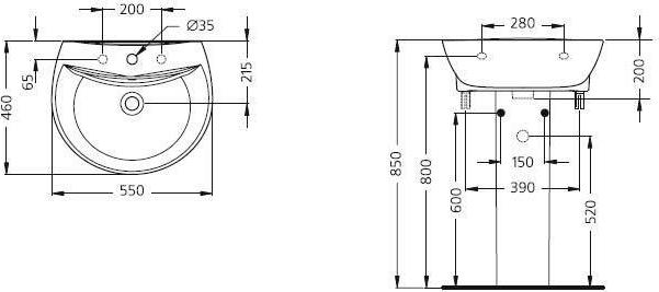 Раковина 55 см Ideal Standard Skanitet W404501