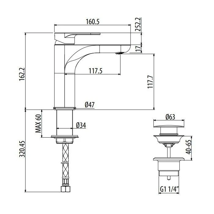 Смеситель для раковины Gattoni H2Omix 7004570NS серый