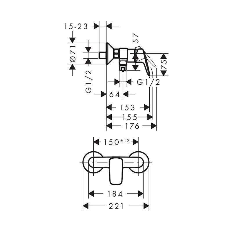 Смеситель для душа Hansgrohe Logis 71601670 черный