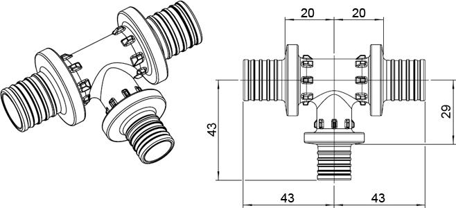 Тройник Rehau Rautitan PX 25-20-25