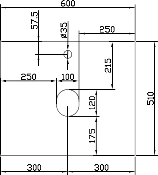 Столешница с раковиной DIWO Элиста 60 чёрный мрамор, с раковиной Moduo 50 Square