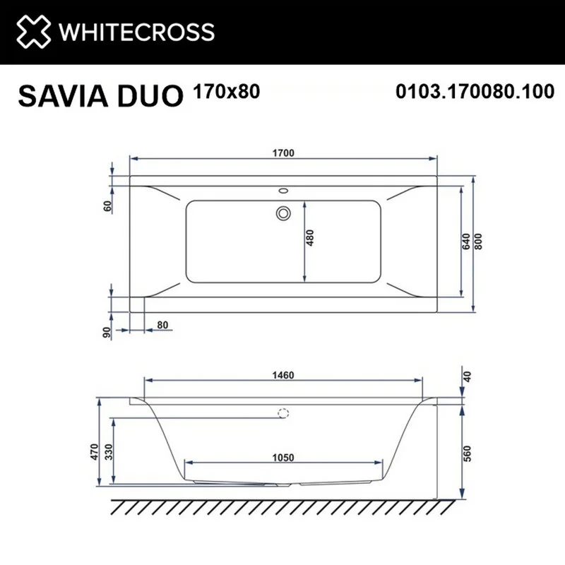 Акриловая ванна Whitecross Savia Duo 0103.170080.100.ULTRA.GL белый