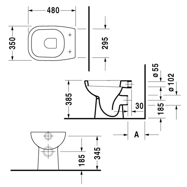 Приставной унитаз Duravit D-Code 21080900002 под встроенный бачок