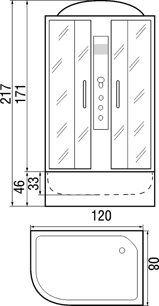 Душевая кабина River Temza 120/80/46 ТН R