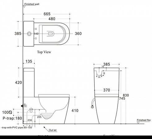 Напольный унитаз Aquanet Atago-C1 безободковый 00203350 с сиденьем микролифт с бачком BL-104N-TPT