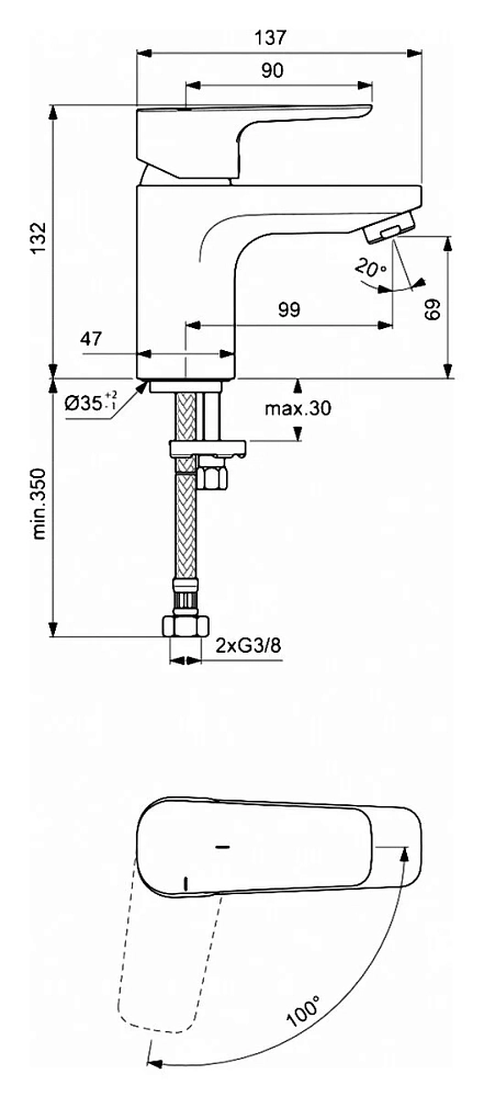 Смеситель для раковины Ideal Standard Ceraplan III BC565AA хром