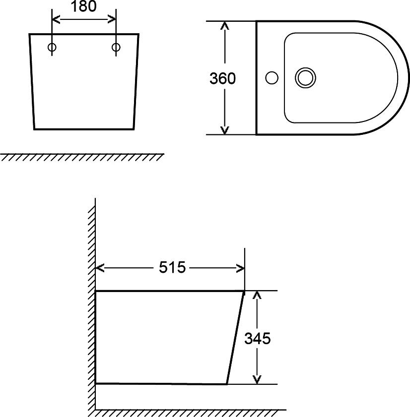 Биде подвесное AQUAme AQM2101MB, черный матовый