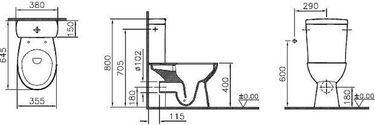 Унитаз-компакт Vitra S10 9822B003-7204 с бачком и сиденьем Микролифт