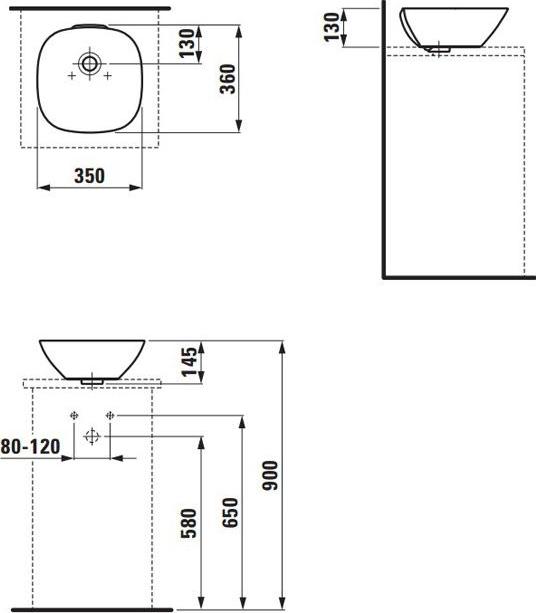 Раковина накладная Laufen Ino 8.1230.0.000.109.1 35см