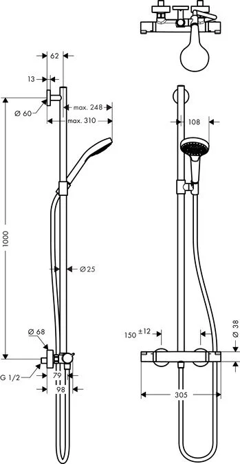 Душевая система Hansgrohe Croma Select S 27247400 хром