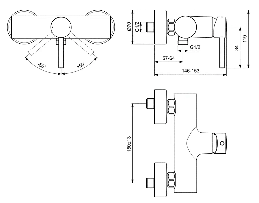 Смеситель для душа Ideal Standard Ceraline BC200U5 белый