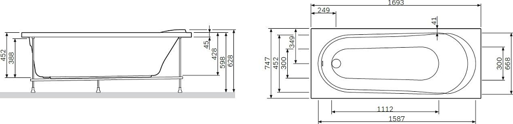 Акриловая ванна Am.Pm Joy 170х75 W85A-170-075W-A