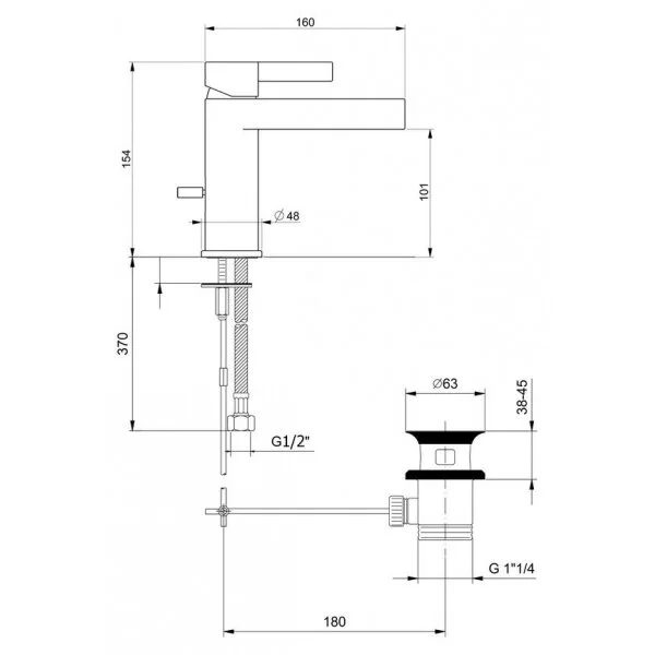 Смеситель для раковины Webert DoReMi DR830102560 черный