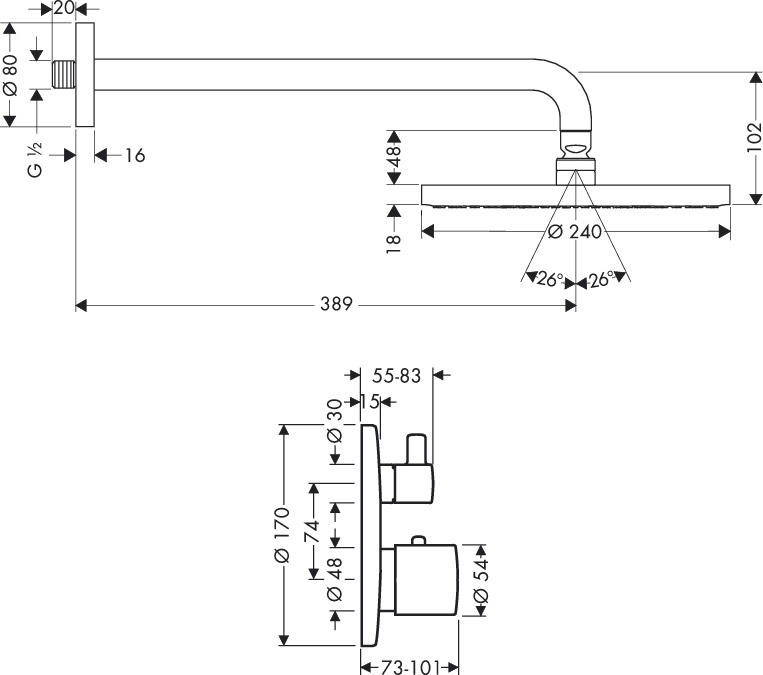 Верхний душ 240мм Hansgrohe Raindance Air 27122000