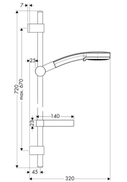 Штанга душевая Hansgrohe 27183000 хром