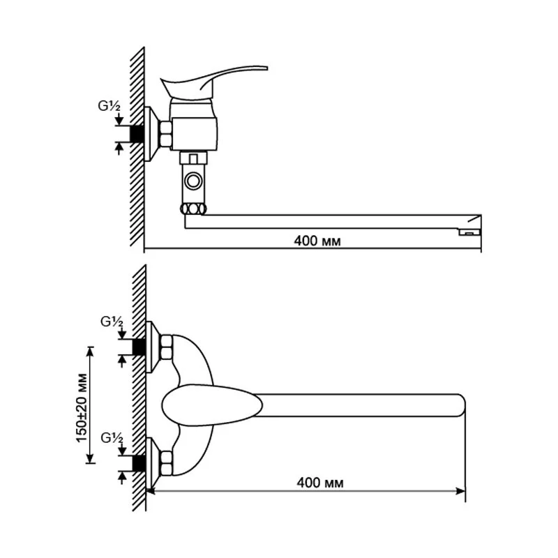 Смеситель для ванны с душем Mixline ML03 ML03-02 хром