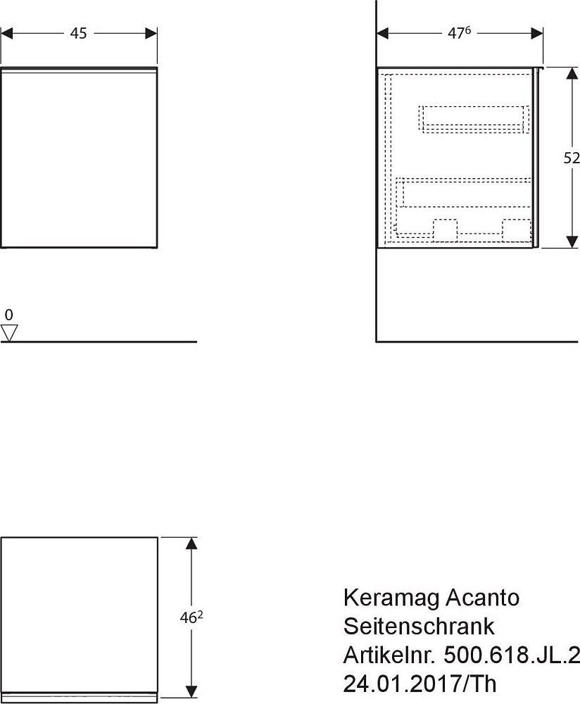 Шкаф 45 см Geberit Acanto 500.618.JK.2, темно-серый