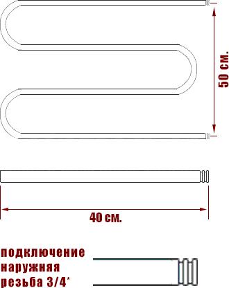 Полотенцесушитель водяной Ника Simple М-3/4 50/40 с полотенцедержателем