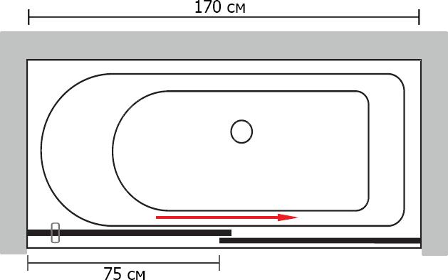 Штора для ванной GuteWetter Slide Part GV-862 правая 170 см стекло бесцветное профиль хром