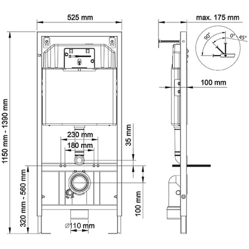 Инсталляция Berges Novum D5 040235 для унитаза с черной клавишей смыва