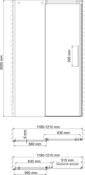 Душевая дверь в нишу Wasserkraft Alme 15R05 120 см