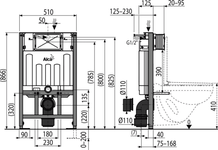 Инсталляция для унитаза AlcaPlast Sadromodul AM101/850