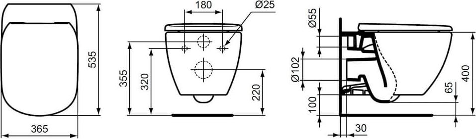 Подвесной унитаз Ideal Standard Tesi T0079V1