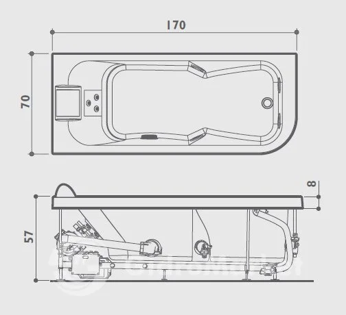 Акриловая ванна Jacuzzi Aquasoul Double 190х90 9443-473A Sx/9F23-5025 белый