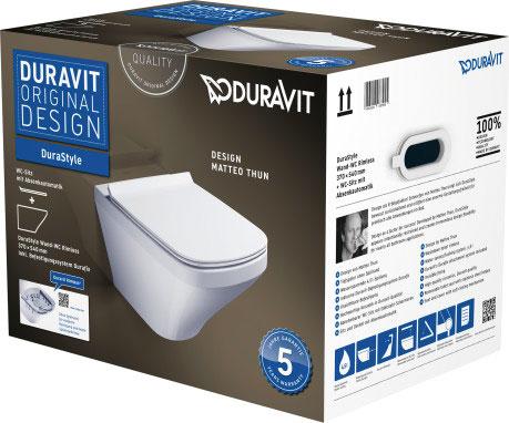 Подвесной унитаз Duravit DuraStyle 45510900A1 безободковый с крышкой-сиденьем soft close