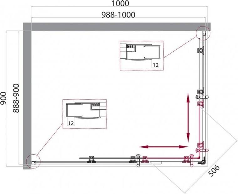 Душевой уголок BelBagno UNO-195-AH-2-100/90-C-Cr