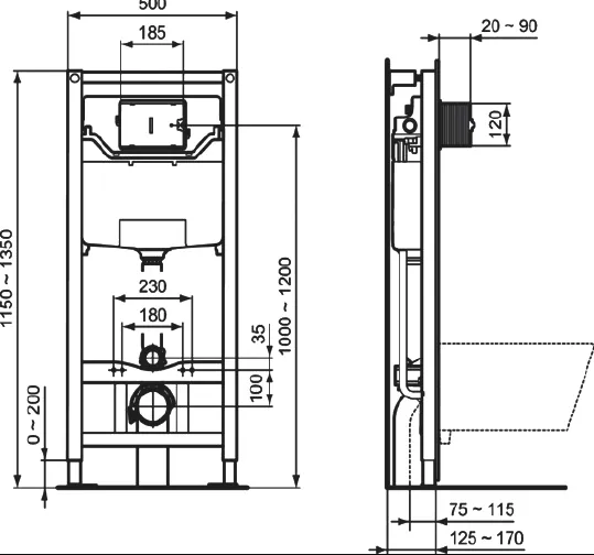 Комплект инсталляция с подвесным унитазом Ideal Standard Connect Air AquaBlade E212101 с сиденьем микролифт