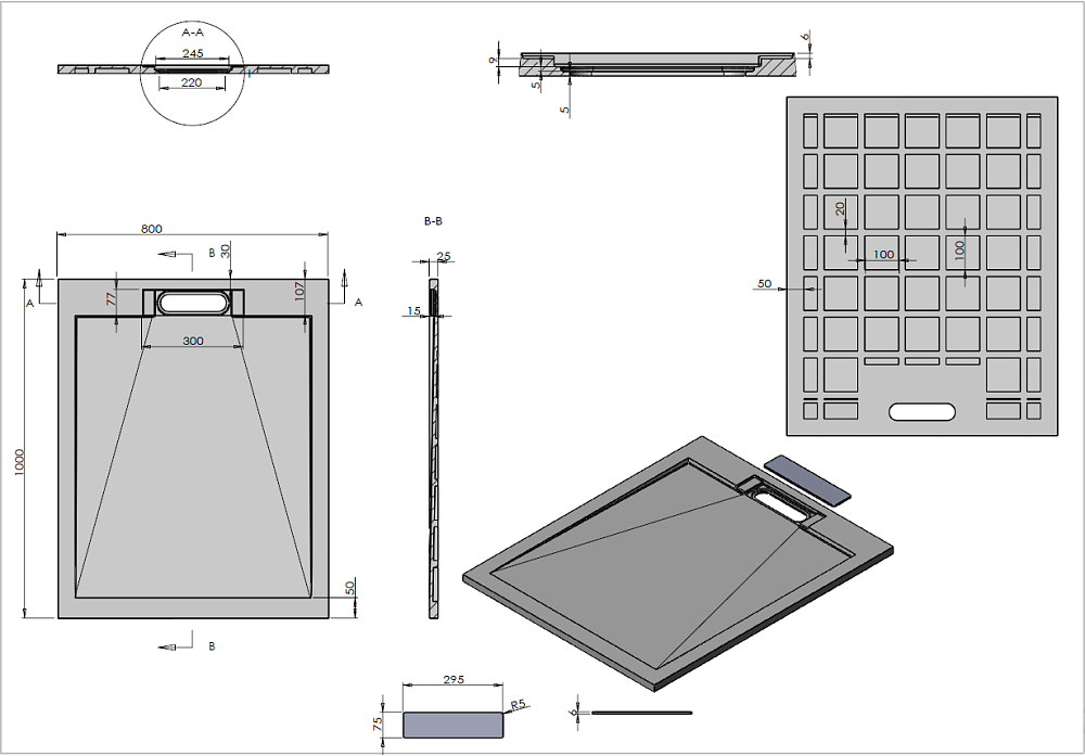 Душевой поддон Vincea VST-4SRL8010W 100x80, белый матовый