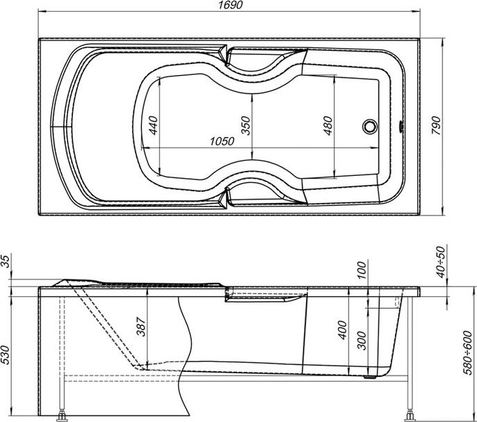 Акриловая ванна Aquanet Polo 170х80 00205539