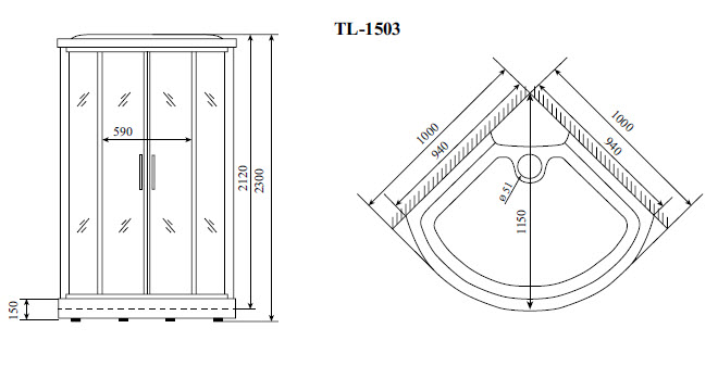 Кабина душевая Timo Lux TL-1503