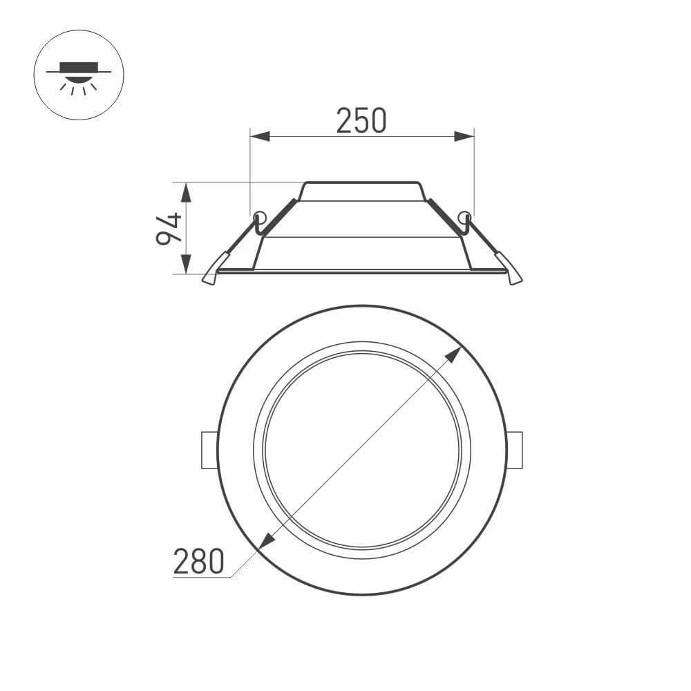 Встраиваемый светодиодный светильник Arlight IM-Cyclone-R280-40W White6000 022526(2)