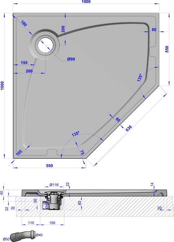 Поддон для душа GuteWetter Deluxe 100x100x4 P терракот