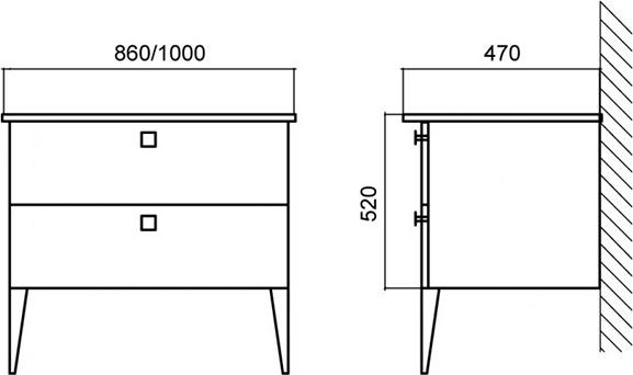 Тумба для комплекта BelBagno ATRIA-850-2C-SO-BL bianco lucido