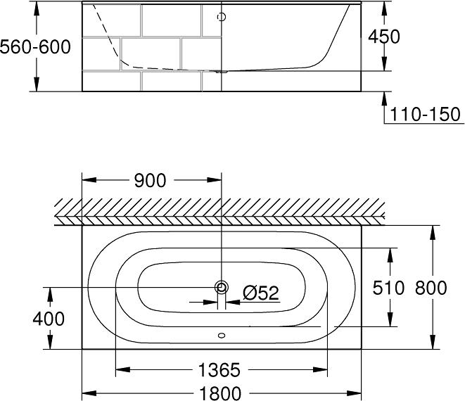 Стальная ванна Grohe Essence 39617000