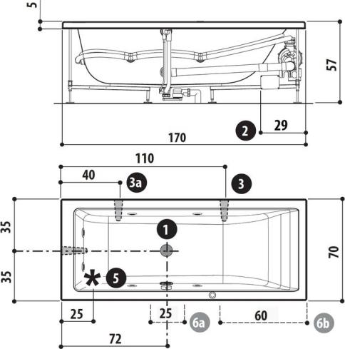 Акриловая ванна Jacuzzi Lagoon 170х70 SX 9443-816A левая