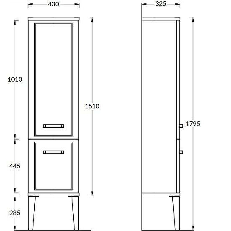 Шкаф пенал Kerama Marazzi Pompei 43 PO.N.150\BLK черный глянцевый