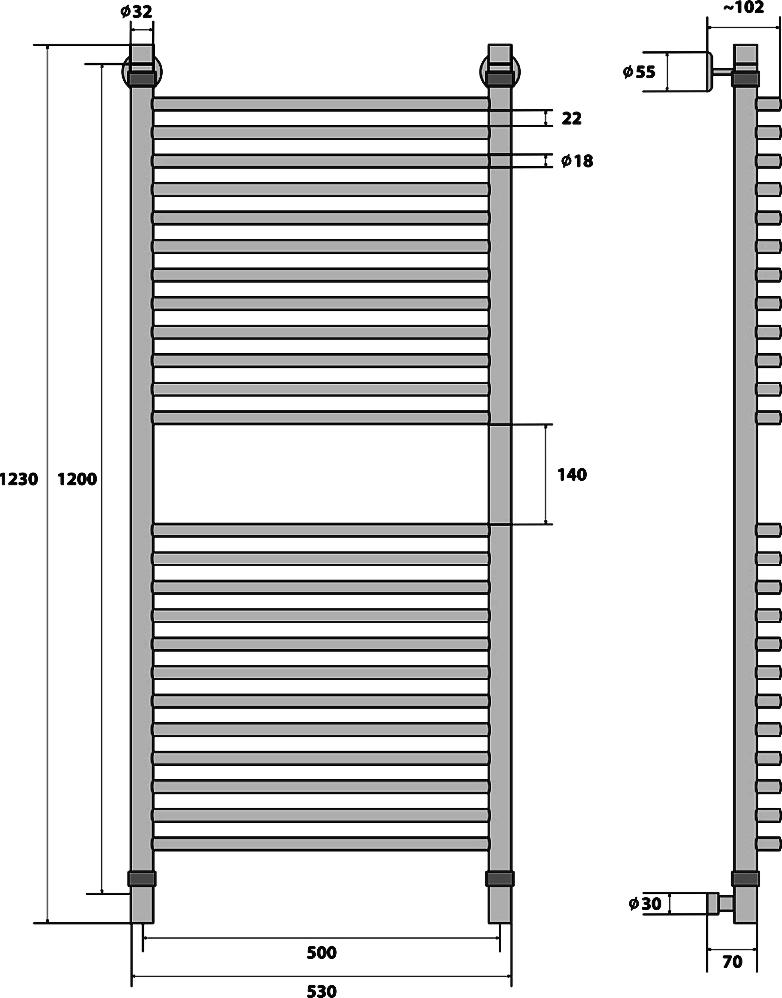 Полотенцесушитель водяной Energy Elite 120x50